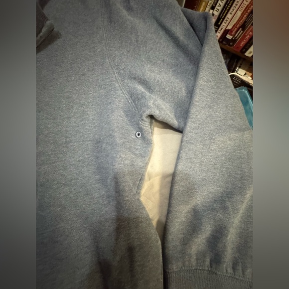 Blue Cotton Quarter-Zip Sweatshirt w/ Kangaroo Pockets & Vent Holes. XL. - Picture 5 of 7